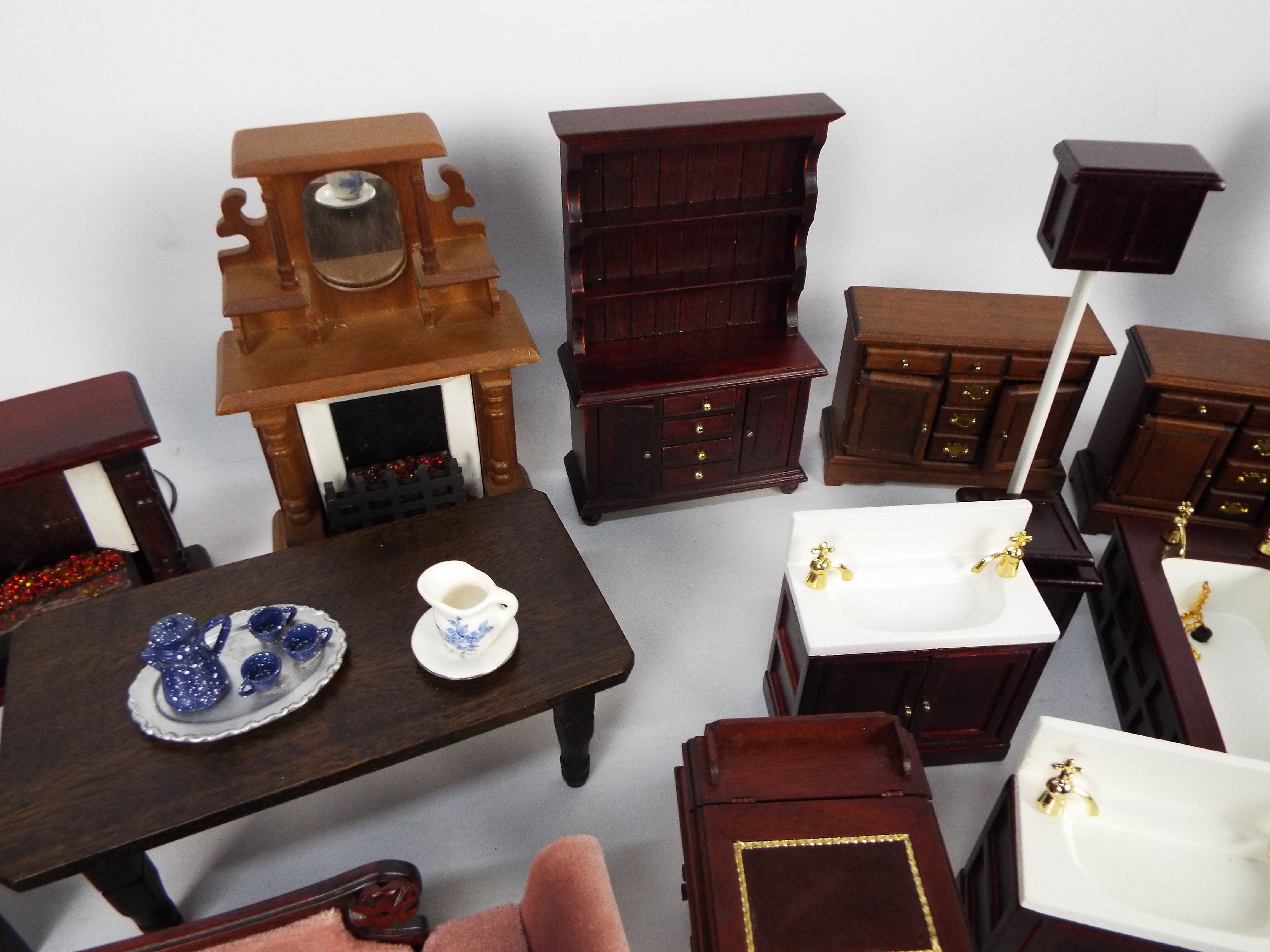 Unmarked - A quantity of dolls house furniture including a three piece suite, - Image 2 of 6