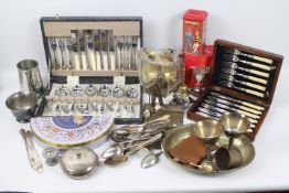 Lot to include flatware, part cased, pew