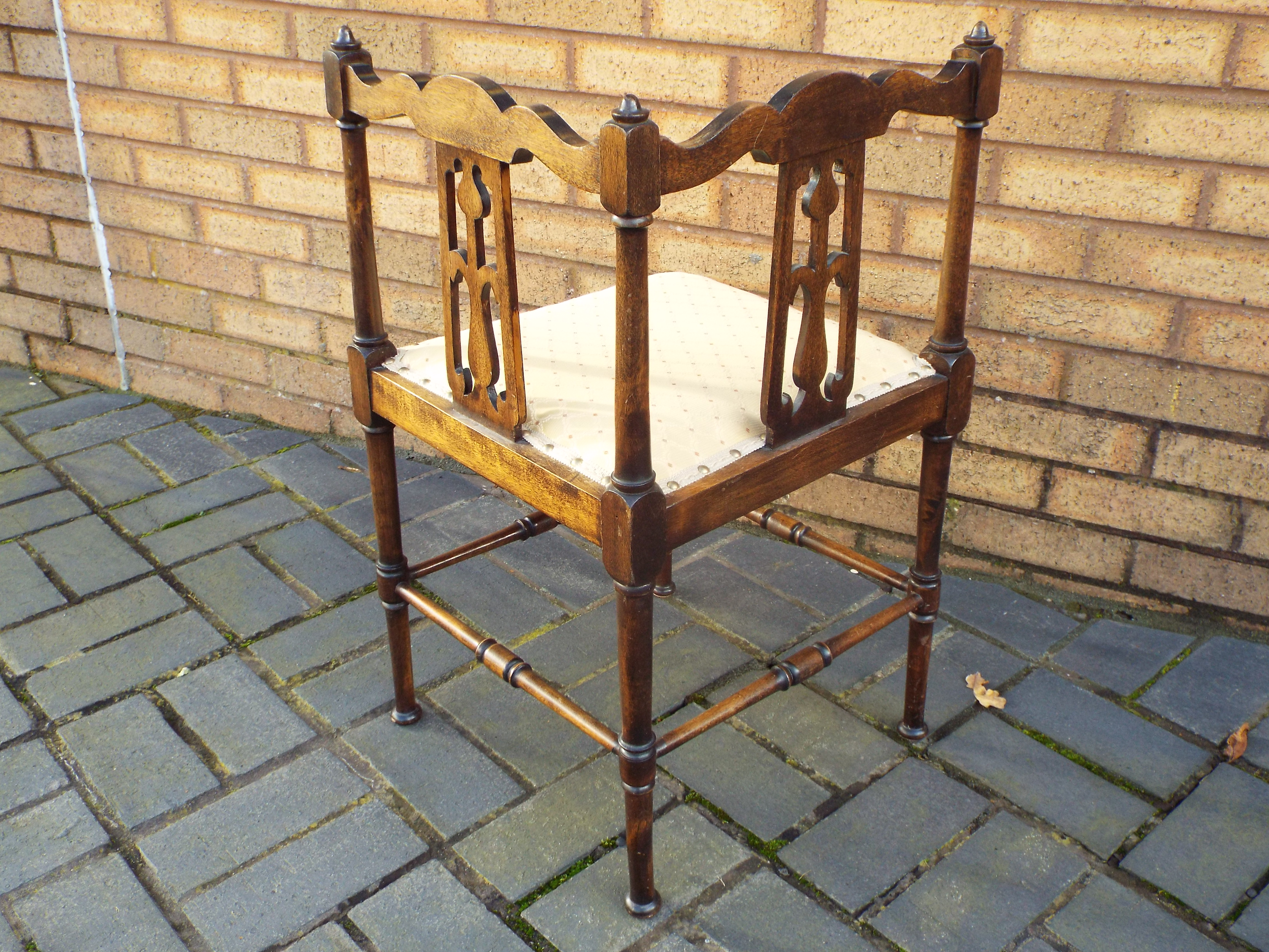 An Edwardian marquetry inlaid corner cha - Image 6 of 7