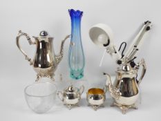 Lot to include Oneida plated ware, Murano glass vase, anglepoise style lamp,