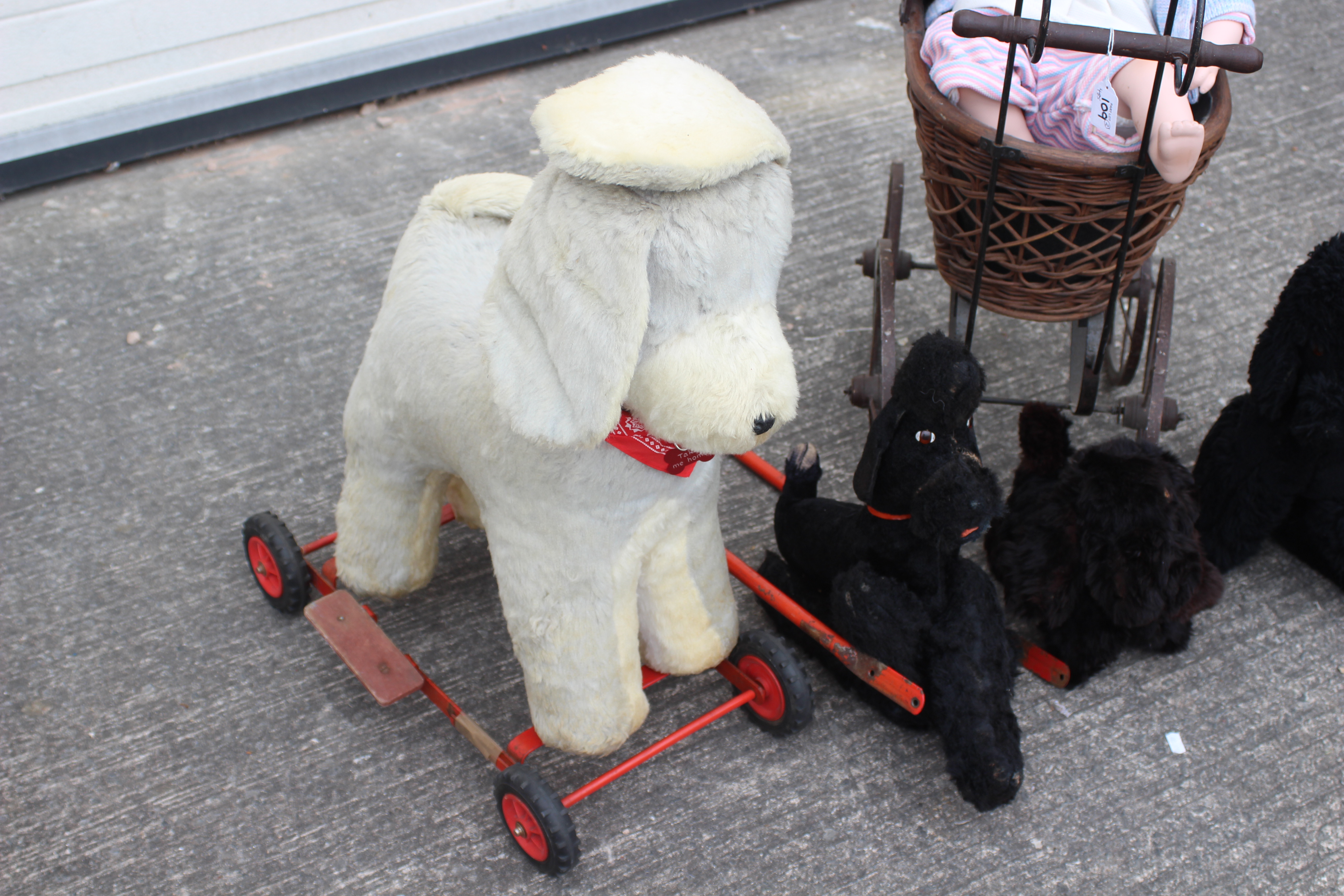 A group of vintage soft toys, a modern doll and ornamental Victorian styled pram. - Image 6 of 6