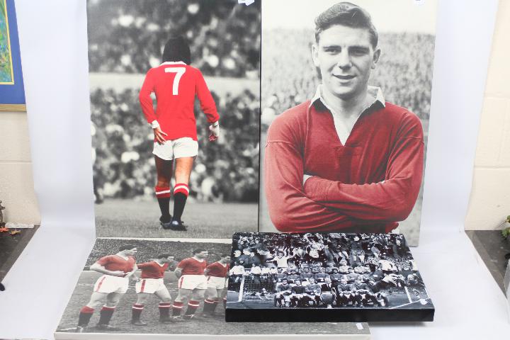 Manchester United - Four prints on canvas, varying sizes.