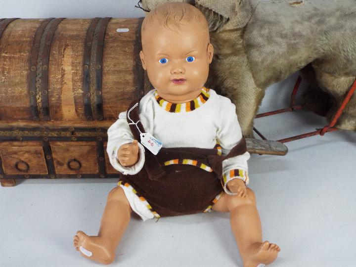 Triang, Other - An unboxed and unmarked vintage child mannequin doll with a Triang Push-Along-Dog. - Image 2 of 5