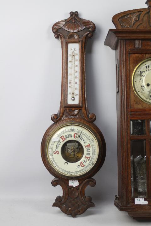 An oak cased HAC wall clock with key and - Image 2 of 8