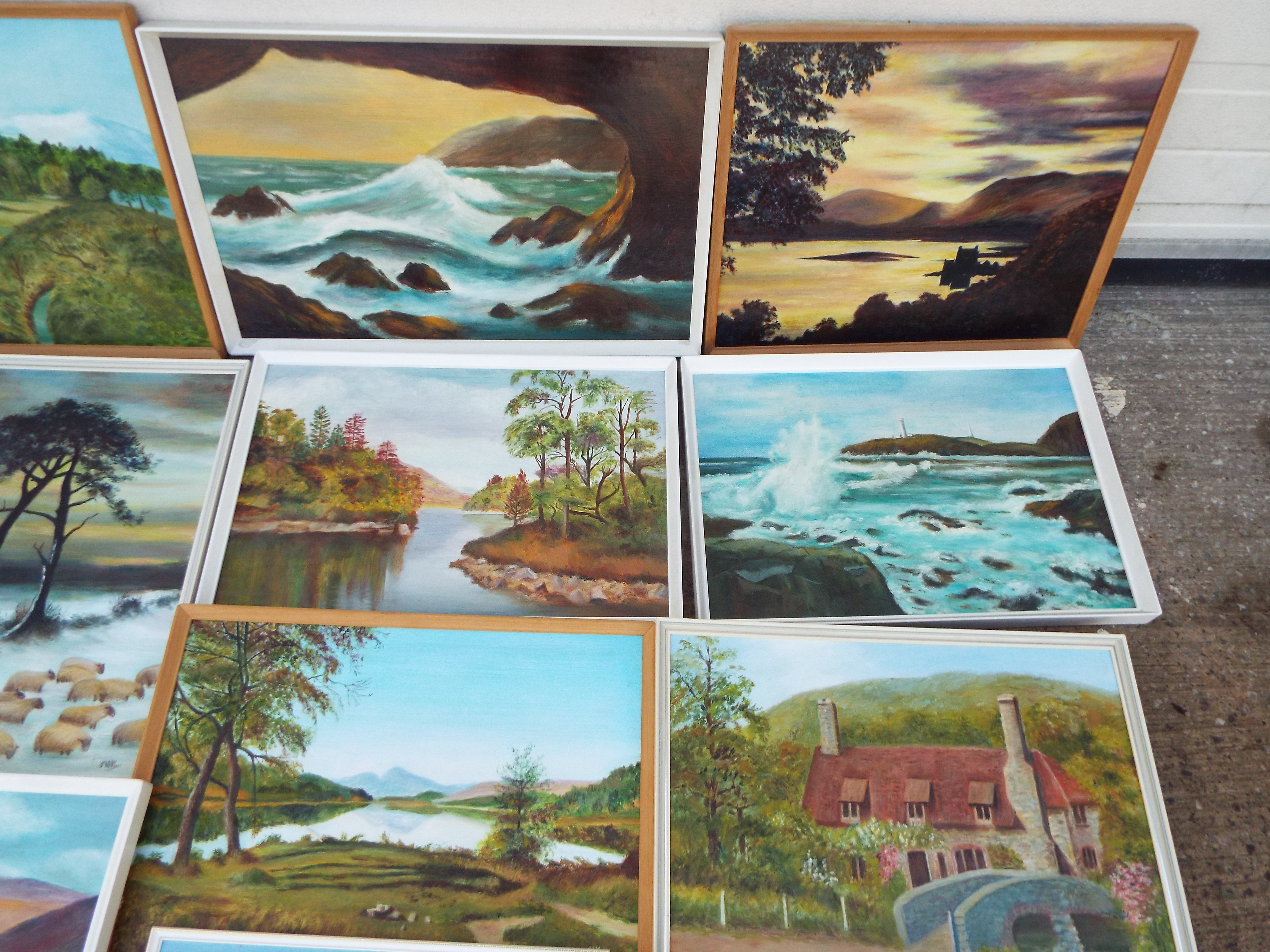 A collection of framed oil on panel land - Image 4 of 5