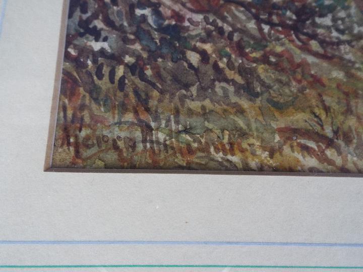 A watercolour landscape scene with sheep grazing to the foreground and a mountainous background, - Image 6 of 6