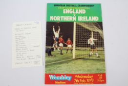 Football Programme - England v Northern Ireland 7th February 1979,