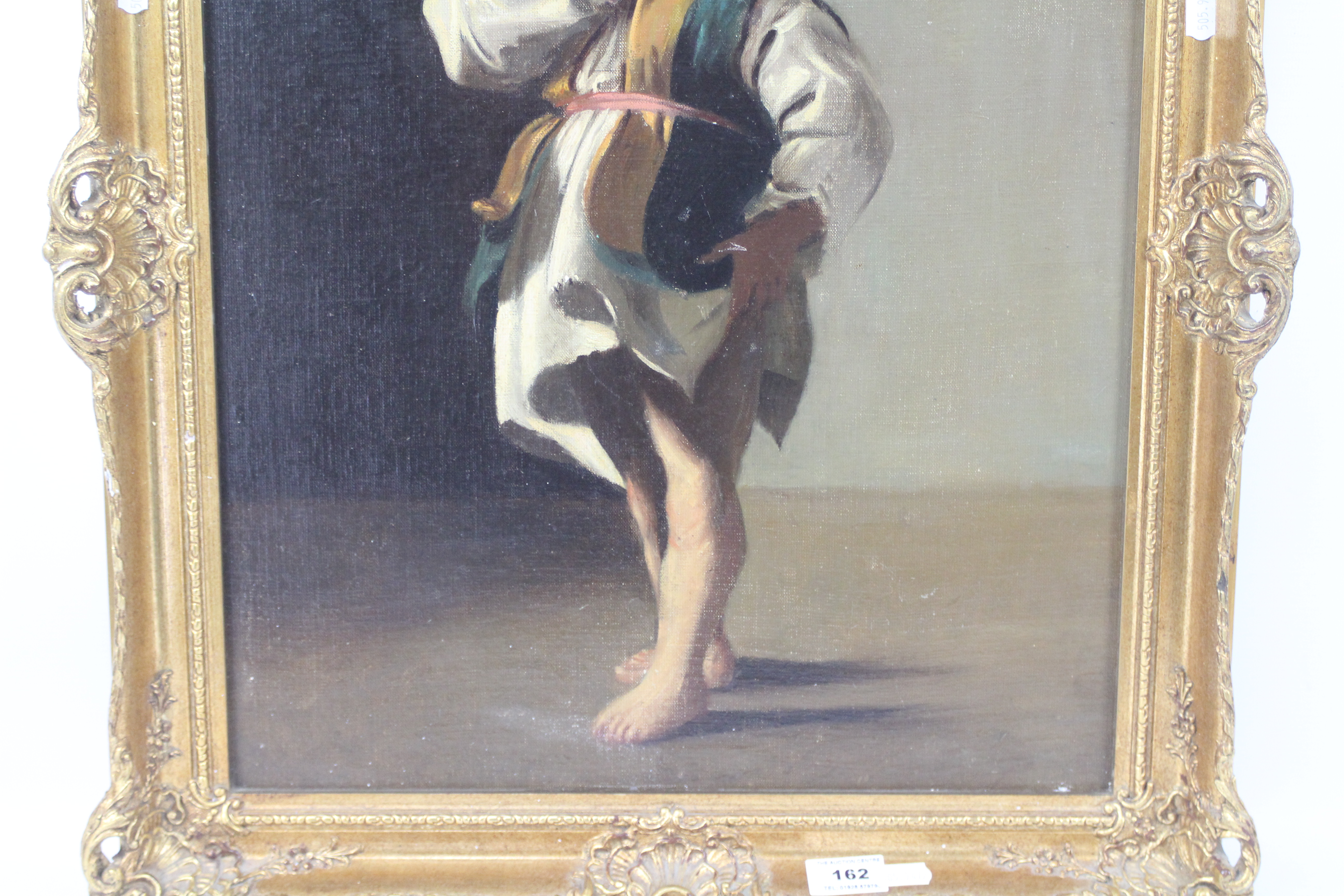 A gilt framed oil on panel depicting a young child, approximately 49 cm x 38 cm image size. - Image 3 of 4
