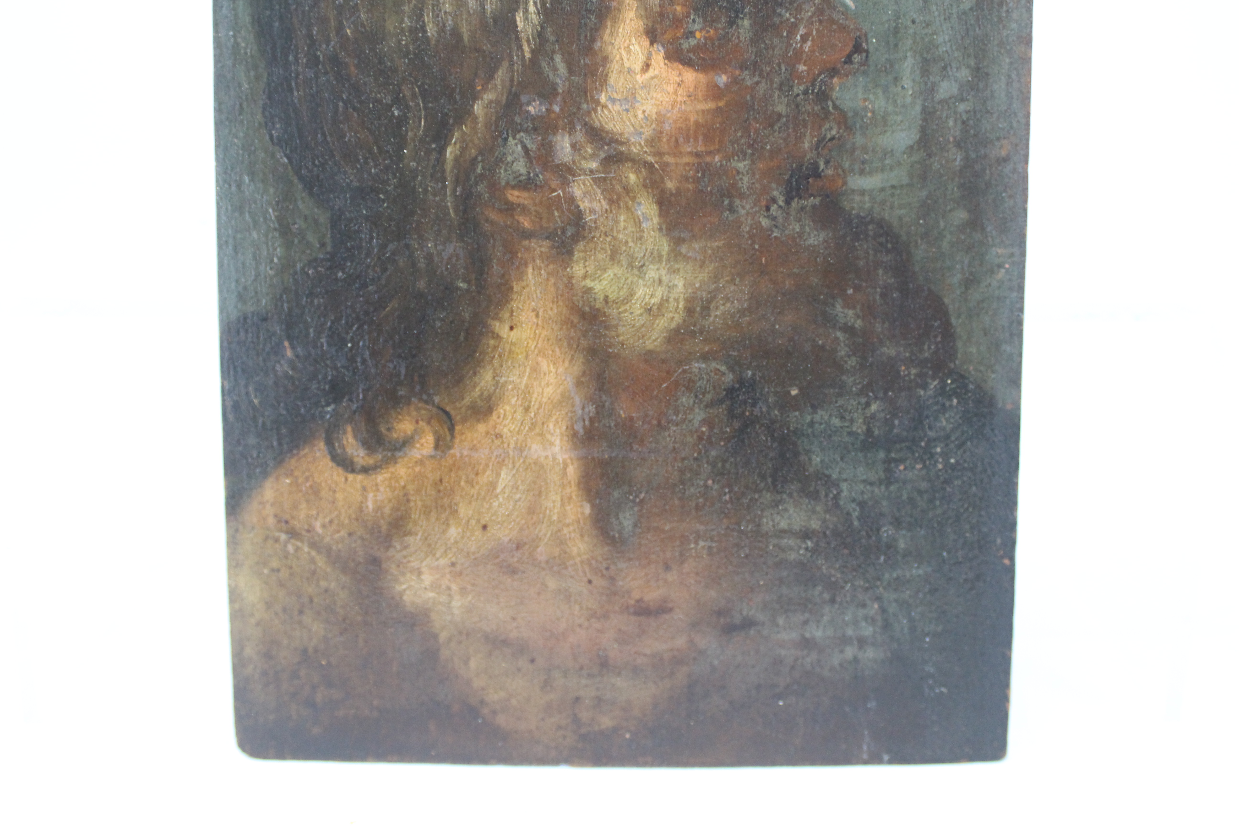 A small oil on panel depicting a bearded gentleman in profile, marked verso Peruzzini, - Image 3 of 6