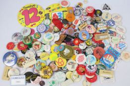 A quantity of vintage pin badges, variou