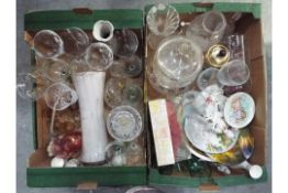 Mixed ceramics and glassware to include Waterford Crystal, two boxes.