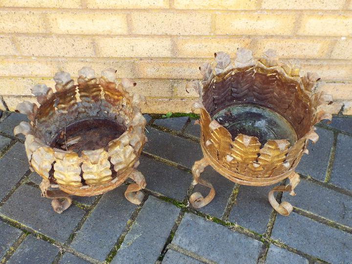 Two gilt, wrought iron, garden planters, largest approximately 36 cm (h). - Image 2 of 4
