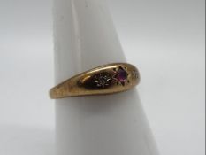 A 9ct gold, stone set ring, size R, approximately 1.8 grams all in.