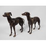 A pair of bronzed, cast iron, figures of greyhounds, approximately 29 cm (h).