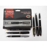 A collection of pens to include Parker,