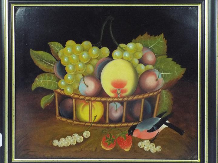 A framed oil painting still life on metal panel, signed lower right, - Image 4 of 4