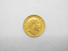 Gold Coin - An Edward VII half sovereign, 1905,