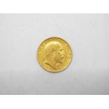 Gold Coin - An Edward VII half sovereign, 1905,