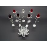 Swarovski Crystal - seven long stemmed Tulips and a crystal lotus / lily Candle Holder # A 7600 NR