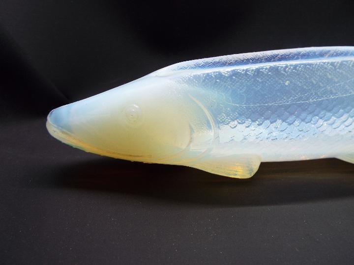 A Molineaux, Webb & Co opalescent glass flower trough in the form of a pike, - Image 3 of 5