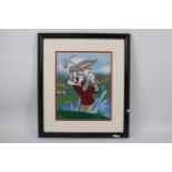 Looney Tunes - A limited edition cel with lithographed background depicting Bugs Bunny playing golf,