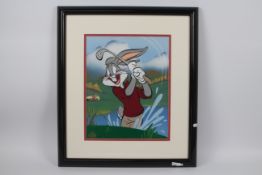 Looney Tunes - A limited edition cel with lithographed background depicting Bugs Bunny playing golf,