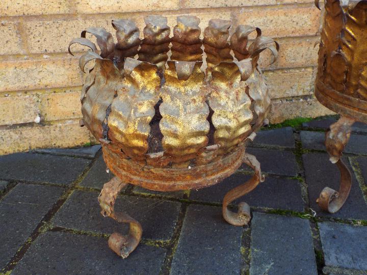 Two gilt, wrought iron, garden planters, largest approximately 36 cm (h). - Image 3 of 4