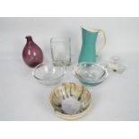 Lot to include Val St Lambert hexagonal candlestick, Dansk Designs enamel jug,