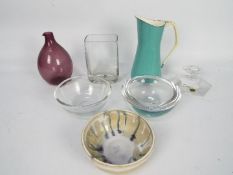 Lot to include Val St Lambert hexagonal candlestick, Dansk Designs enamel jug,