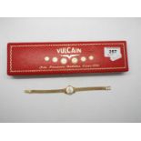 A lady's 14ct gold cased Vulcain wrist watch on bracelet stamped 14k, 17.