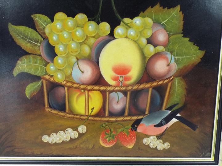 A framed oil painting still life on metal panel, signed lower right, - Image 2 of 4