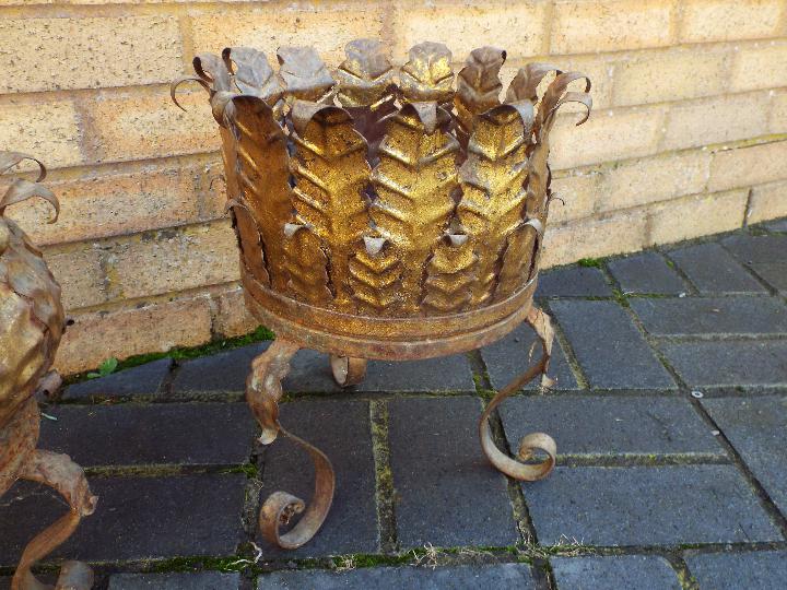 Two gilt, wrought iron, garden planters, largest approximately 36 cm (h). - Image 4 of 4