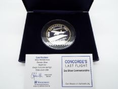 Concorde's Last Flight - a 2 ounce Silver commemorative medallion (999/1000 silver) issued in a