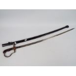 A German army, dove head, dress sword with black celluloid wire bound grip,