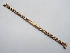 A 9ct yellow gold watch bracelet, approximately 8.5 grams all in.