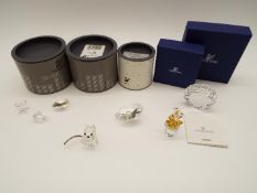 Swarovski Crystal - five boxed crystal ornaments as illustrated, all boxed with internal packaging,