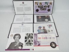 Silver Coins - Four royal commemorative silver coin covers comprising Queen Elizabeth II 80th