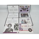 Silver Coins - Four royal commemorative silver coin covers comprising Queen Elizabeth II 80th