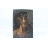 A small oil on panel depicting a bearded gentleman in profile, marked verso Peruzzini,
