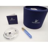Swarovski Crystal - a Lidded Jewel Box with sealed tube of blue crystals, approx 8.