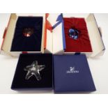Swarovski Crystal - a Red Heart SCS crystal, a Blue Heart crystal and a White star shaped crystal,