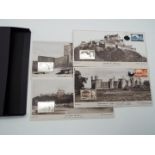 The Castle's Stamp Ingot Collection - four cards depicting Windsor, Carrickfergus, Edinburgh,