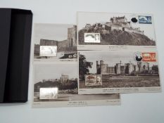 The Castle's Stamp Ingot Collection - four cards depicting Windsor, Carrickfergus, Edinburgh,