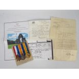 A World War One (WW1 / WWI) trio comprising War Medal, 1914 - 1915 Star and Victory Medal,