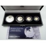 United Kingdom Britannia Silver Proof Collection 2005 - four encapsulated silver proof coins