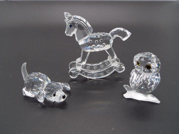 Swarovski Crystal - three figures comprising a Rocking Horse, an Owl and a Puppy, - Image 2 of 3