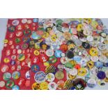 A collection of vintage pin badges to include birthday, advertising / promotional,