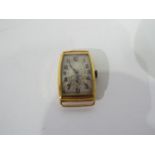 An 18ct gold cased wrist watch, lacking strap, 9.