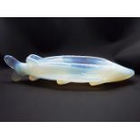 A Molineaux, Webb & Co opalescent glass flower trough in the form of a pike,