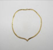 An Italian 9ct yellow gold mesh necklace, Birmingham import marks, 44 cm (l), approximately 7.